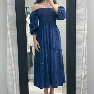 Cottage-core Blue Smocked Dress